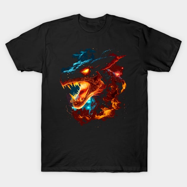 Cosmic fire Dragon V2 T-Shirt by Meca-artwork